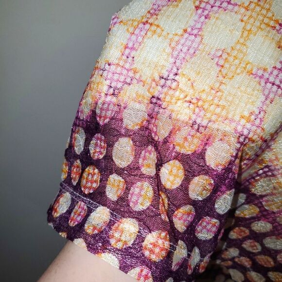 BAR III BERRY PURPLE YELLOW WHITE POLKA DOT BARBIECORE MESH DRESS SIZE MEDIUM - Picture 2 of 5